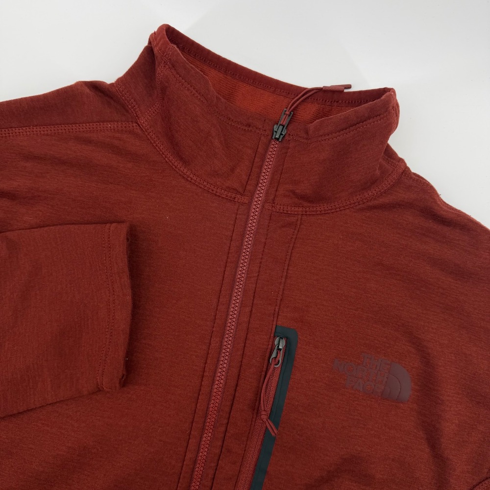 The North Face Mens Medium‎ Rust Red  Fleece Full Zip Jacket Long Sleeve
